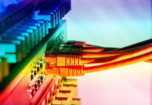 Network switch and ethernet cables,Data Center Concept.